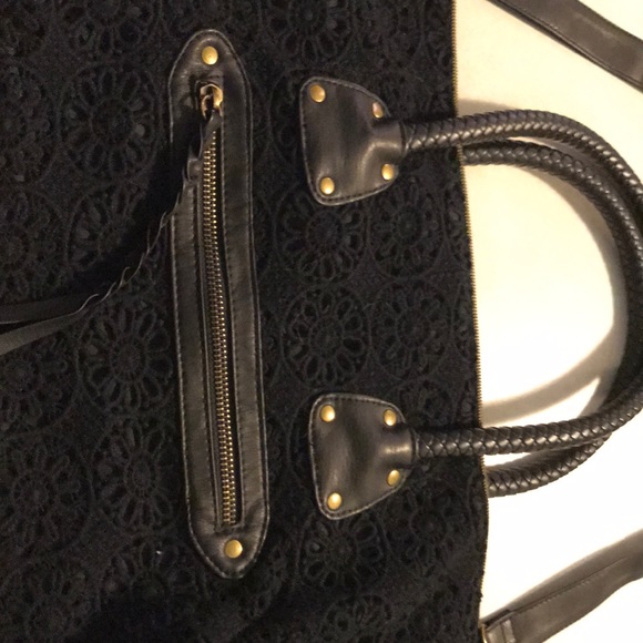 Massimino black hobo burlap and crochet purse - Picture 2 of 4